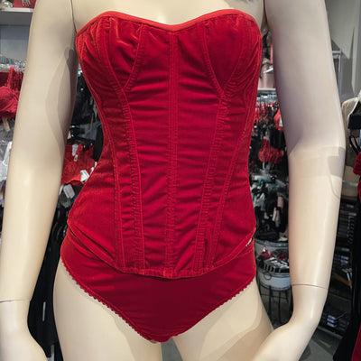 Cadolle Victoria Corset in Red Velvet 3530CMA-Corsets / Bustiers-Cadolle-Red-Small-Anna Bella Fine Lingerie, Reveal Your Most Gorgeous Self!
