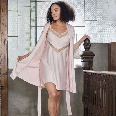 Flora Nikrooz Desirae Chemise Q81346 in Light Pink-Loungewear-Flora Nikrooz-Candlelight-XSmall-Anna Bella Fine Lingerie, Reveal Your Most Gorgeous Self!