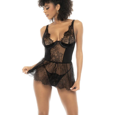 Mapale Raven Babydoll 7549 in Black-Seduction-Mapale'-Black-Small-Anna Bella Fine Lingerie, Reveal Your Most Gorgeous Self!