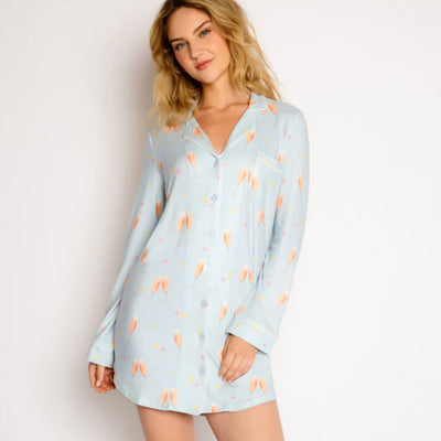 PJ Salvage "Yay to Rose'" Nightshirt RMYHNS-Loungewear-PJ Salvage-Powder Blue-Small-Anna Bella Fine Lingerie, Reveal Your Most Gorgeous Self!