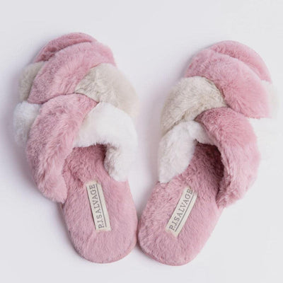 PJ Salvage Luxe Plush Slides in Pink Clay RELPSL-Socks & Slippers-PJ Salvage-Pink Clay-Small-Anna Bella Fine Lingerie, Reveal Your Most Gorgeous Self!