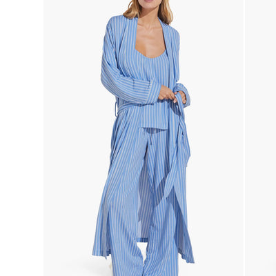 Eberjey Gisele Printed Long Robe R1141L-Robes-Eberjey-Blue Stripe-Small-Anna Bella Fine Lingerie, Reveal Your Most Gorgeous Self!