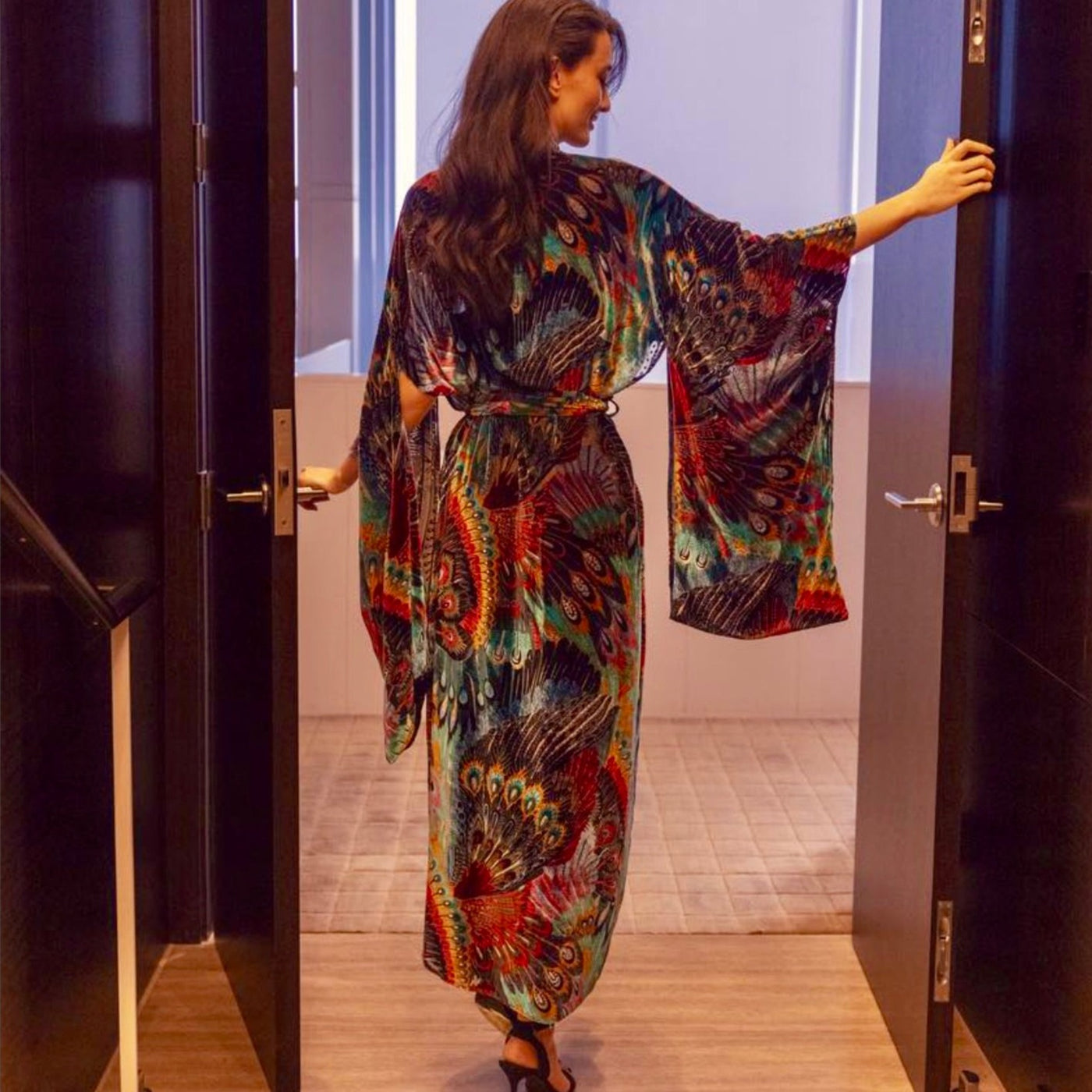 Christine Designs Erte Velvet Kimono ERV833110-Robes-Christine Designs-Erte Velvet-Small-Anna Bella Fine Lingerie, Reveal Your Most Gorgeous Self!