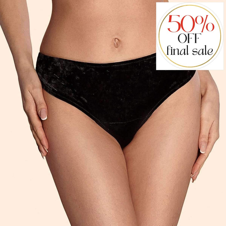 Ajour Amadeus Velvet Brazilian Thong C170-Panties-Ajour-Black-XSmall-Anna Bella Fine Lingerie, Reveal Your Most Gorgeous Self!