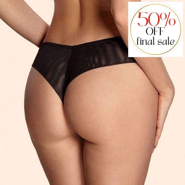 Ajour Amadeus Velvet Brazilian Thong C170-Panties-Ajour-Black-XSmall-Anna Bella Fine Lingerie, Reveal Your Most Gorgeous Self!