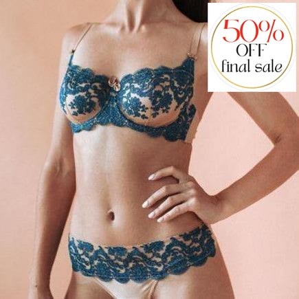 Ajour Amarula UW Bra bm7-Bras-Ajour-Nude/Turquoise-32-C-Anna Bella Fine Lingerie, Reveal Your Most Gorgeous Self!