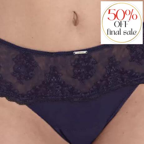 Ajour Capricieux Seamless Back Thongs C170 in Dark Blue-Panties-Ajour-Dark Blue-XSmall-Anna Bella Fine Lingerie, Reveal Your Most Gorgeous Self!