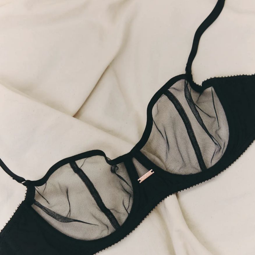 Ajour Carnaby Sheer Balconette Bra BM12-Bras-Ajour-Black-32-C-Anna Bella Fine Lingerie, Reveal Your Most Gorgeous Self!