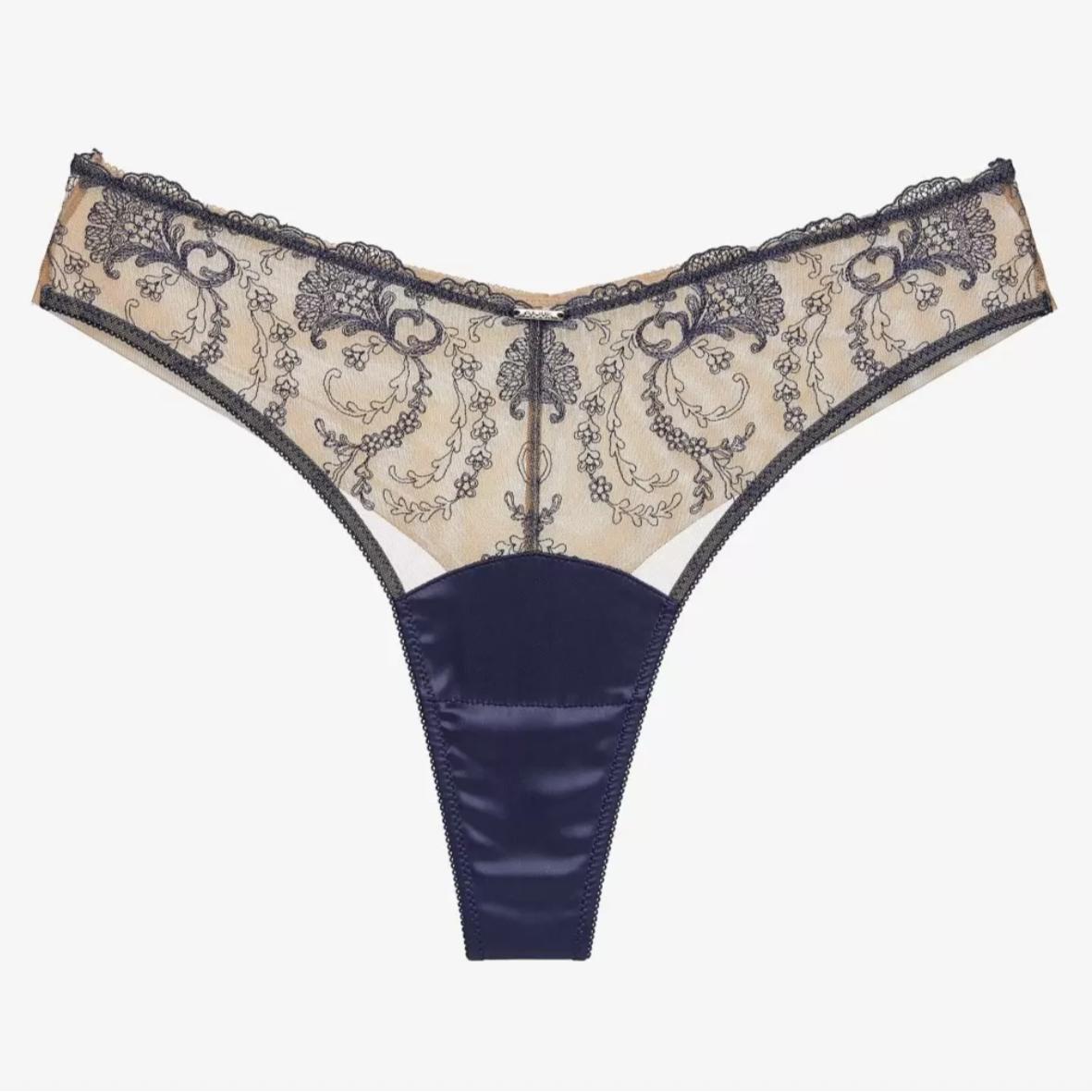 Ajour Celestial Lace High Leg Thong C15-Anna Bella Fine Lingerie-Indigo-XSmall-