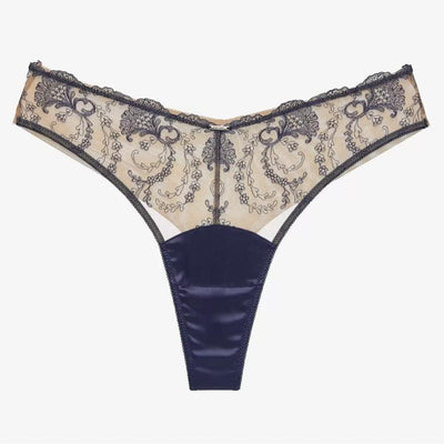 Ajour Celestial Lace High Leg Thong C15-Anna Bella Fine Lingerie-Indigo-XSmall-