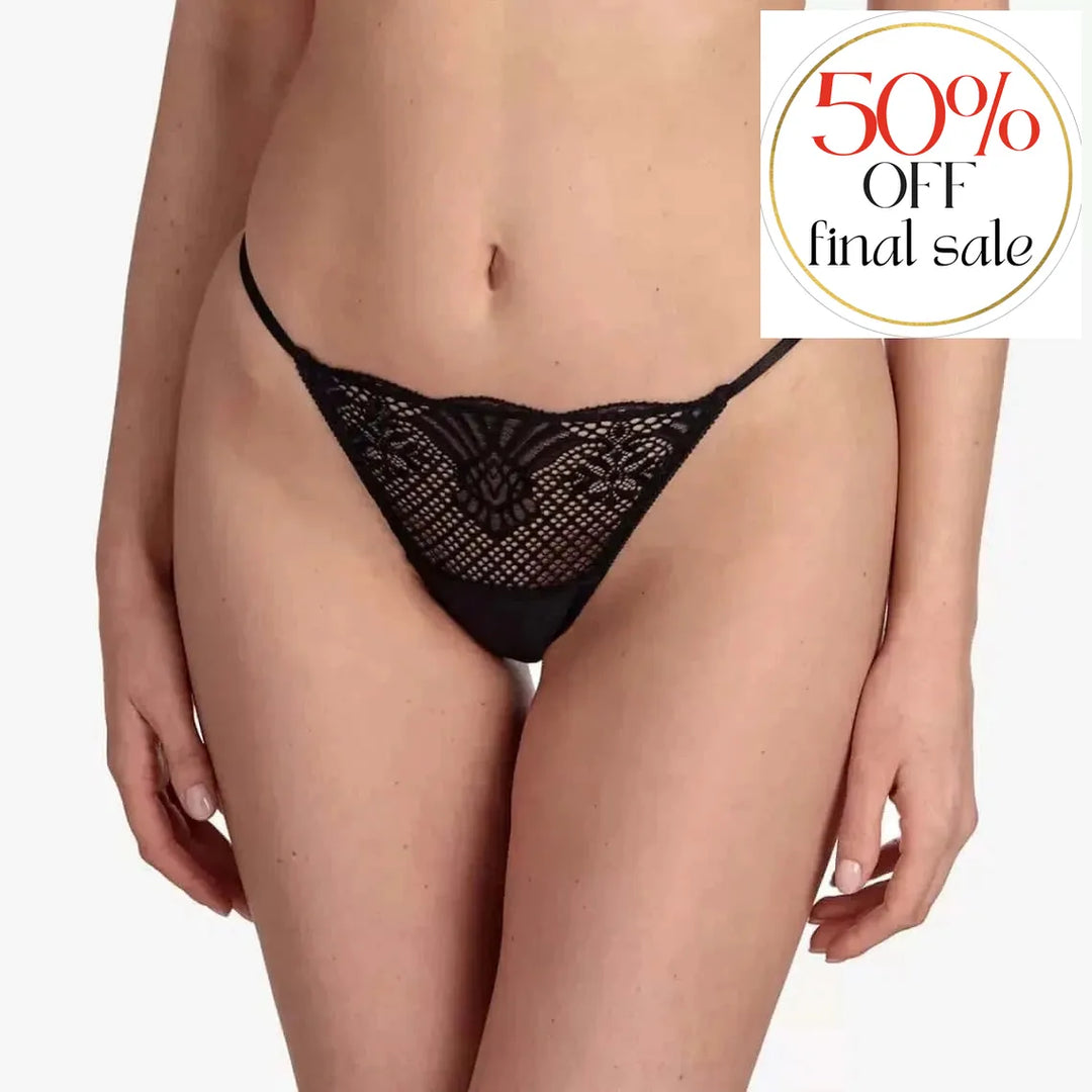 Ajour Delicieux Adjustable Lace G-String C226-Panties-Ajour-Black-XSmall-Anna Bella Fine Lingerie, Reveal Your Most Gorgeous Self!