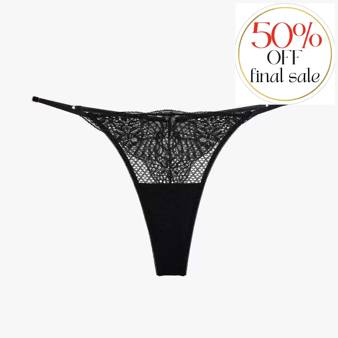 Ajour Delicieux Adjustable Lace G-String C226-Panties-Ajour-Black-XSmall-Anna Bella Fine Lingerie, Reveal Your Most Gorgeous Self!