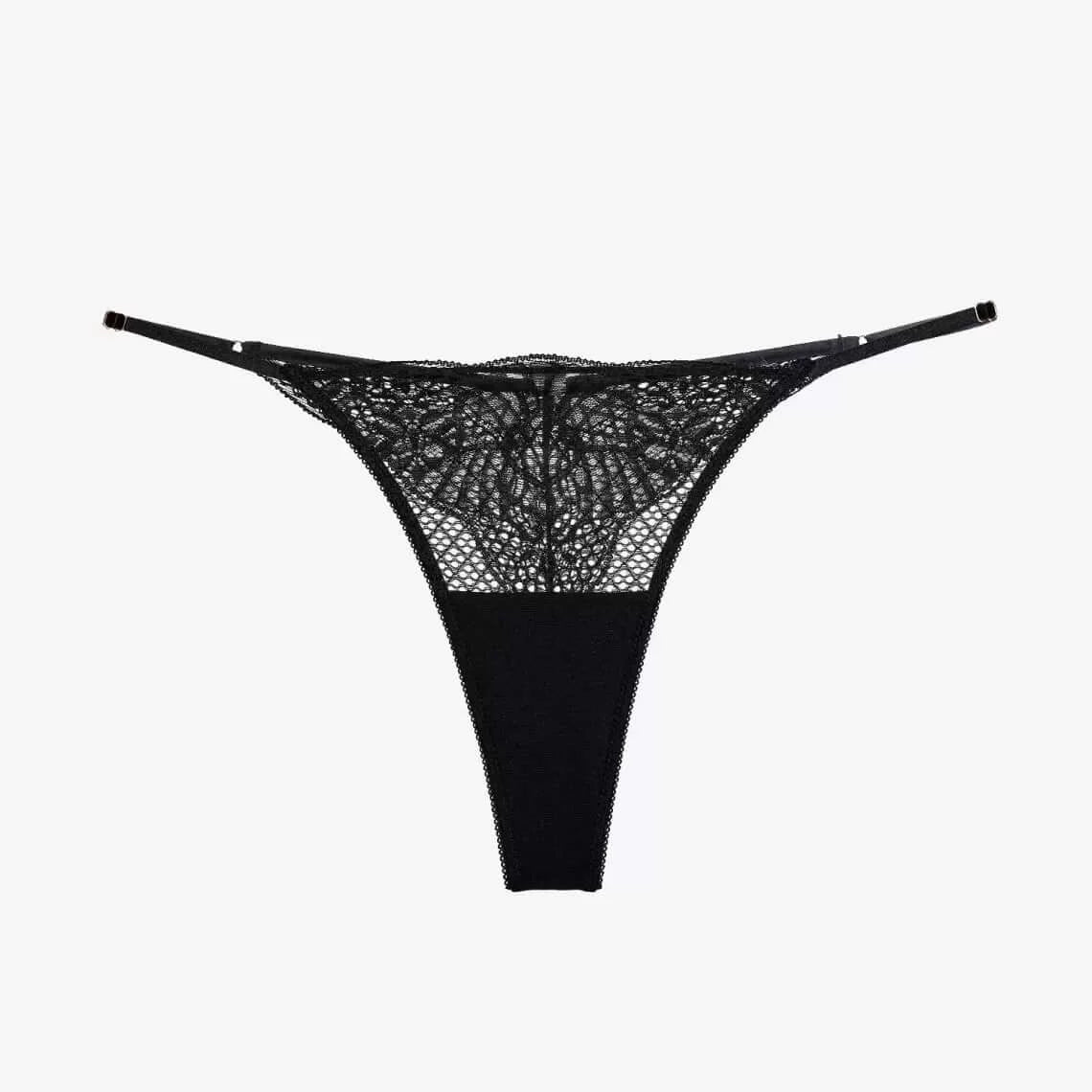 Ajour Delicieux Adjustable Lace G-String C226-Anna Bella Fine Lingerie-Black-XSmall-