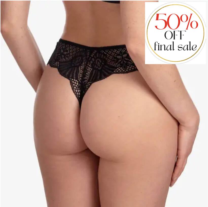 Ajour Delicieux Brazilian Thong Panty C173-Panties-Ajour-Black-XSmall-Anna Bella Fine Lingerie, Reveal Your Most Gorgeous Self!