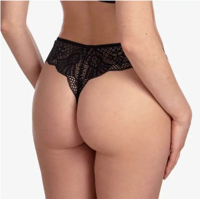 Ajour Delicieux Brazilian Thong Panty C173-Anna Bella Fine Lingerie-Black-XSmall-