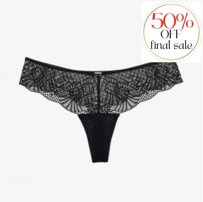 Ajour Delicieux Brazilian Thong Panty C173-Panties-Ajour-Black-XSmall-Anna Bella Fine Lingerie, Reveal Your Most Gorgeous Self!