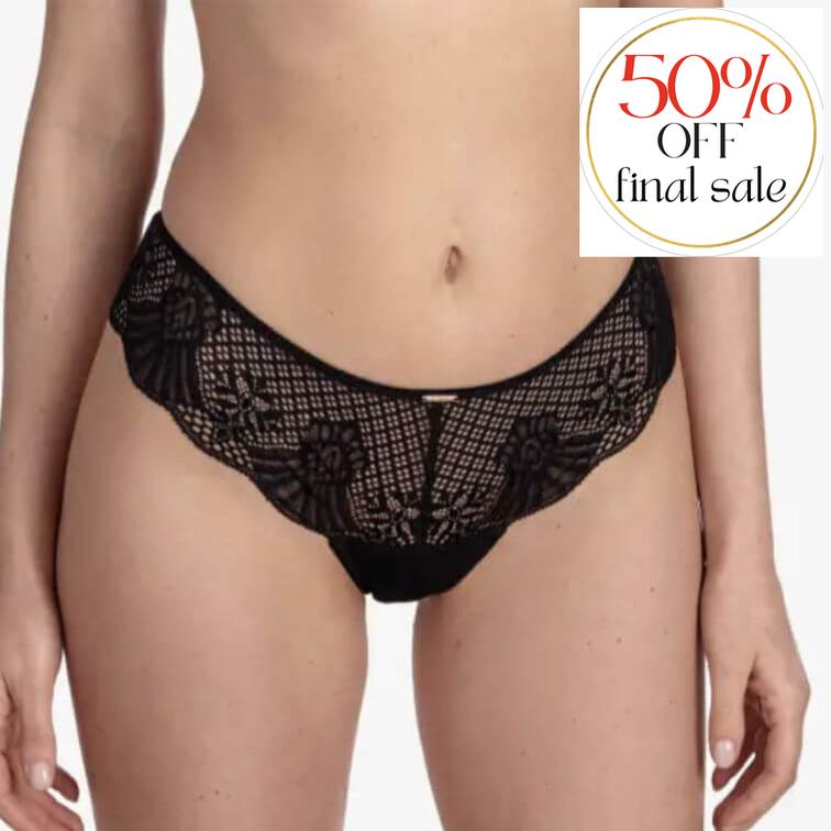 Ajour Delicieux Brazilian Thong Panty C173-Panties-Ajour-Black-XSmall-Anna Bella Fine Lingerie, Reveal Your Most Gorgeous Self!