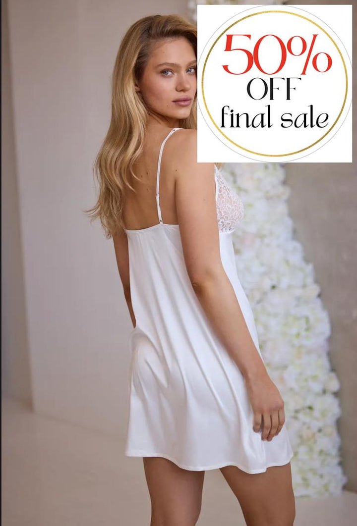 Ajour Dreamland Chemise K81 in White-Loungewear-Ajour-White-XSmall-Anna Bella Fine Lingerie, Reveal Your Most Gorgeous Self!