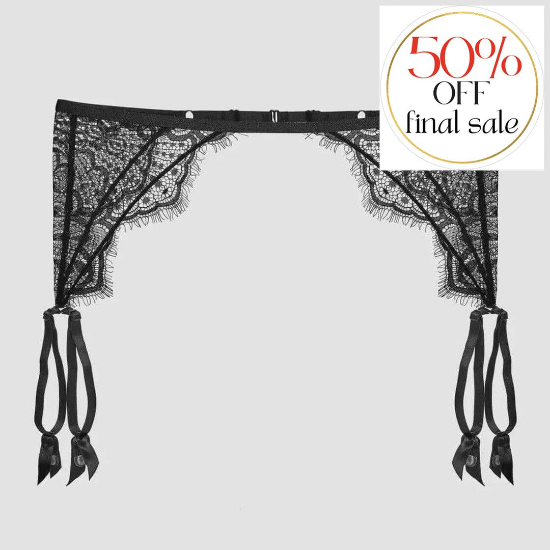 Ajour Frappe Garter Belt PJ4-Anna Bella Fine Lingerie-Black-XSmall-