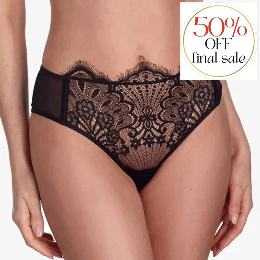 Ajour Frappe Lace Panties T173-Anna Bella Fine Lingerie-Black-XSmall-