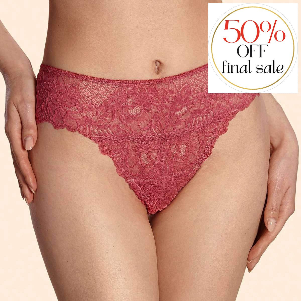 Ajour Galatea Lace Brazilian Thong C171-Anna Bella Fine Lingerie-Coral-XSmall-