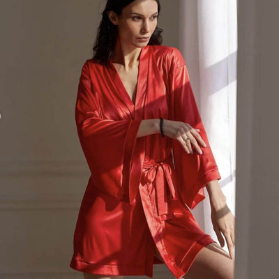 Ajour Gelato Satin Kimono Robe in Red KIM2A-Anna Bella Fine Lingerie-Red-XSmall/Small-