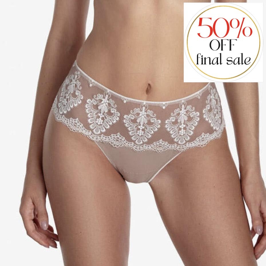 Ajour Glace Brazilian Thong c170-Panties-Ajour-Beige/White-XSmall-Anna Bella Fine Lingerie, Reveal Your Most Gorgeous Self!