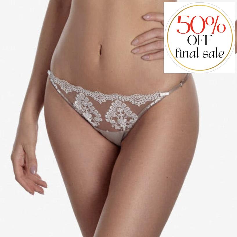 Ajour Glace G-String c240-Panties-Ajour-Beige/White-XSmall-Anna Bella Fine Lingerie, Reveal Your Most Gorgeous Self!