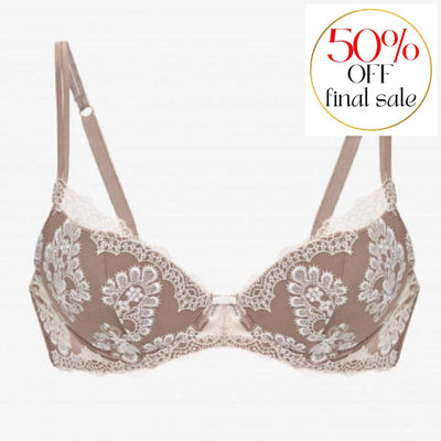 Ajour Glace Padded Bra with Push Up bp16-Bras-Ajour-Beige / White-34-B-Anna Bella Fine Lingerie, Reveal Your Most Gorgeous Self!