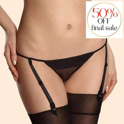 Ajour Griffin Panties with Suspenders T163-Anna Bella Fine Lingerie-Black-XSmall-