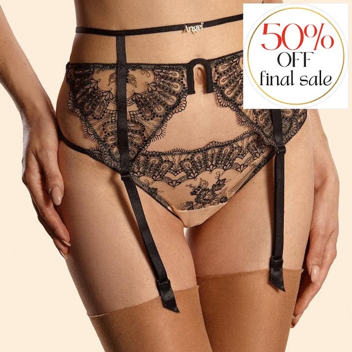 Ajour Hypnose Garter Belt PJ4-Garter Belt-Ajour-Black &amp; Beige-Small-Anna Bella Fine Lingerie, Reveal Your Most Gorgeous Self!