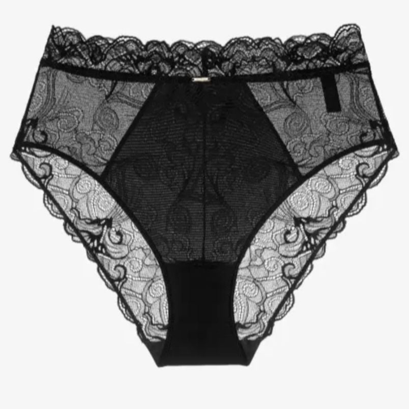 Ajour Las Ventas High Waist Lace Panties T81-Panties-Ajour-Black-Small-Anna Bella Fine Lingerie, Reveal Your Most Gorgeous Self!