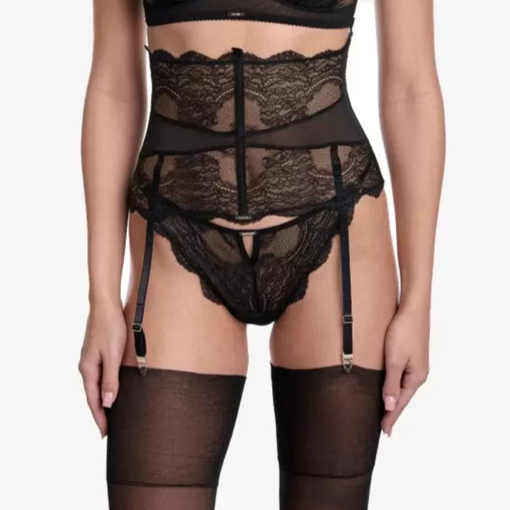 Ajour Leicester Garter Belt PJ7 in Black-Anna Bella Fine Lingerie-Black-XSmall-
