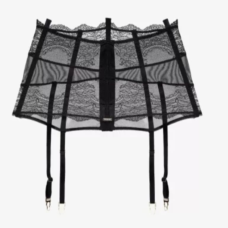Ajour Leicester Garter Belt PJ7 in Black-Anna Bella Fine Lingerie-Black-XSmall-