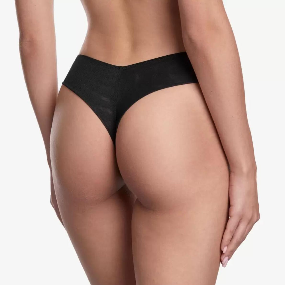 Ajour Leicester Seamless Back Thongs C170 in Black-Panties-Ajour-Black-XSmall-Anna Bella Fine Lingerie, Reveal Your Most Gorgeous Self!
