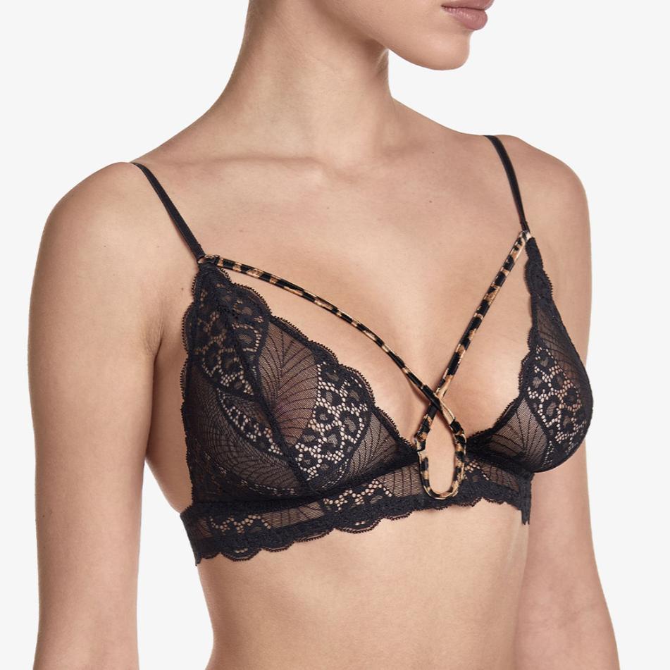 Ajour Mirage Bralette BM4-Anna Bella Fine Lingerie-Black with Animal Print-XSmall-