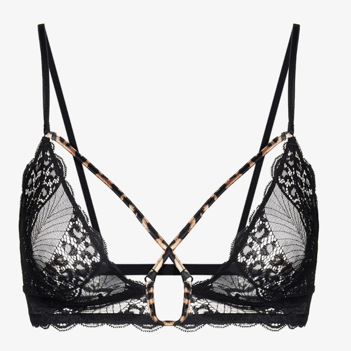 Ajour Mirage Bralette BM4-Anna Bella Fine Lingerie-Black with Animal Print-XSmall-
