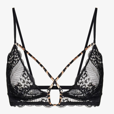 Ajour Mirage Bralette BM4-Anna Bella Fine Lingerie-Black with Animal Print-XSmall-