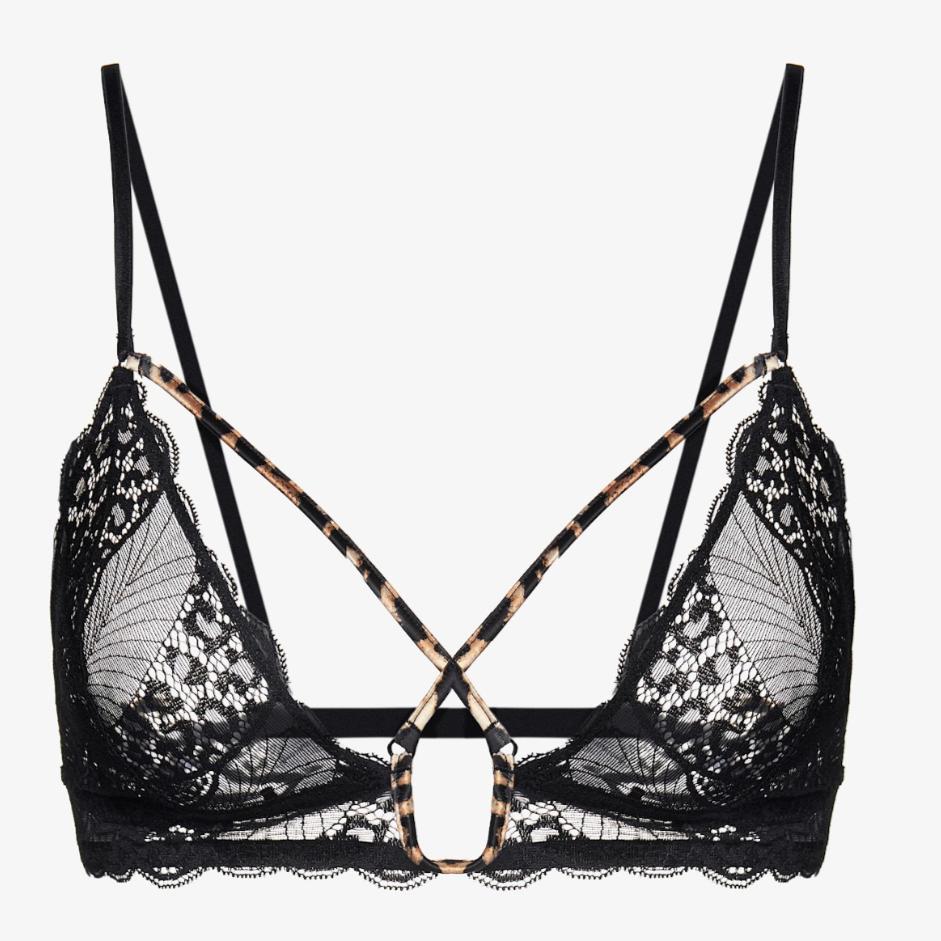 Ajour Mirage Bralette BM4-Bralette-Ajour-Black with Animal Print-XSmall-Anna Bella Fine Lingerie, Reveal Your Most Gorgeous Self!