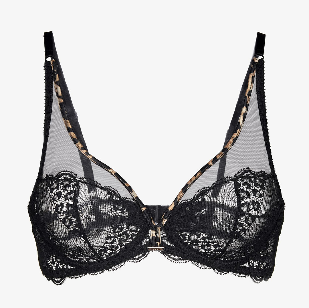 Ajour Mirage Plunge UW Bra BM10-Bras-Ajour-Black with Animal Print-32-C-Anna Bella Fine Lingerie, Reveal Your Most Gorgeous Self!