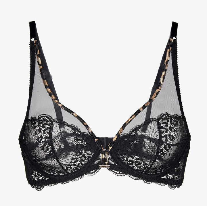 Ajour Mirage Plunge UW Bra BM10-Bras-Ajour-Black with Animal Print-32-C-Anna Bella Fine Lingerie, Reveal Your Most Gorgeous Self!