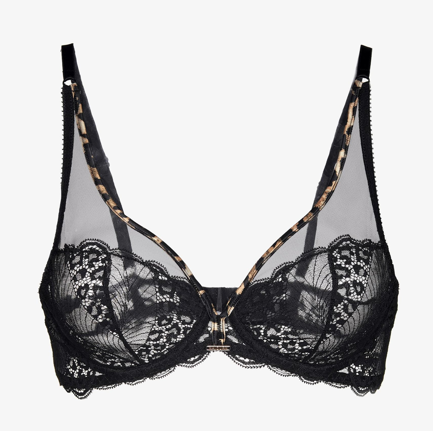Ajour Mirage Plunge UW Bra BM10-Anna Bella Fine Lingerie-Black with Animal Print-32-C