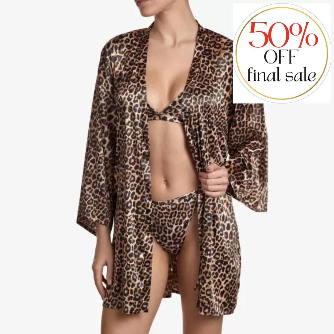 Ajour Mirage Satin Lounge Robe KIM2-Robes-Ajour-Animal Print-XSmall/Small-Anna Bella Fine Lingerie, Reveal Your Most Gorgeous Self!