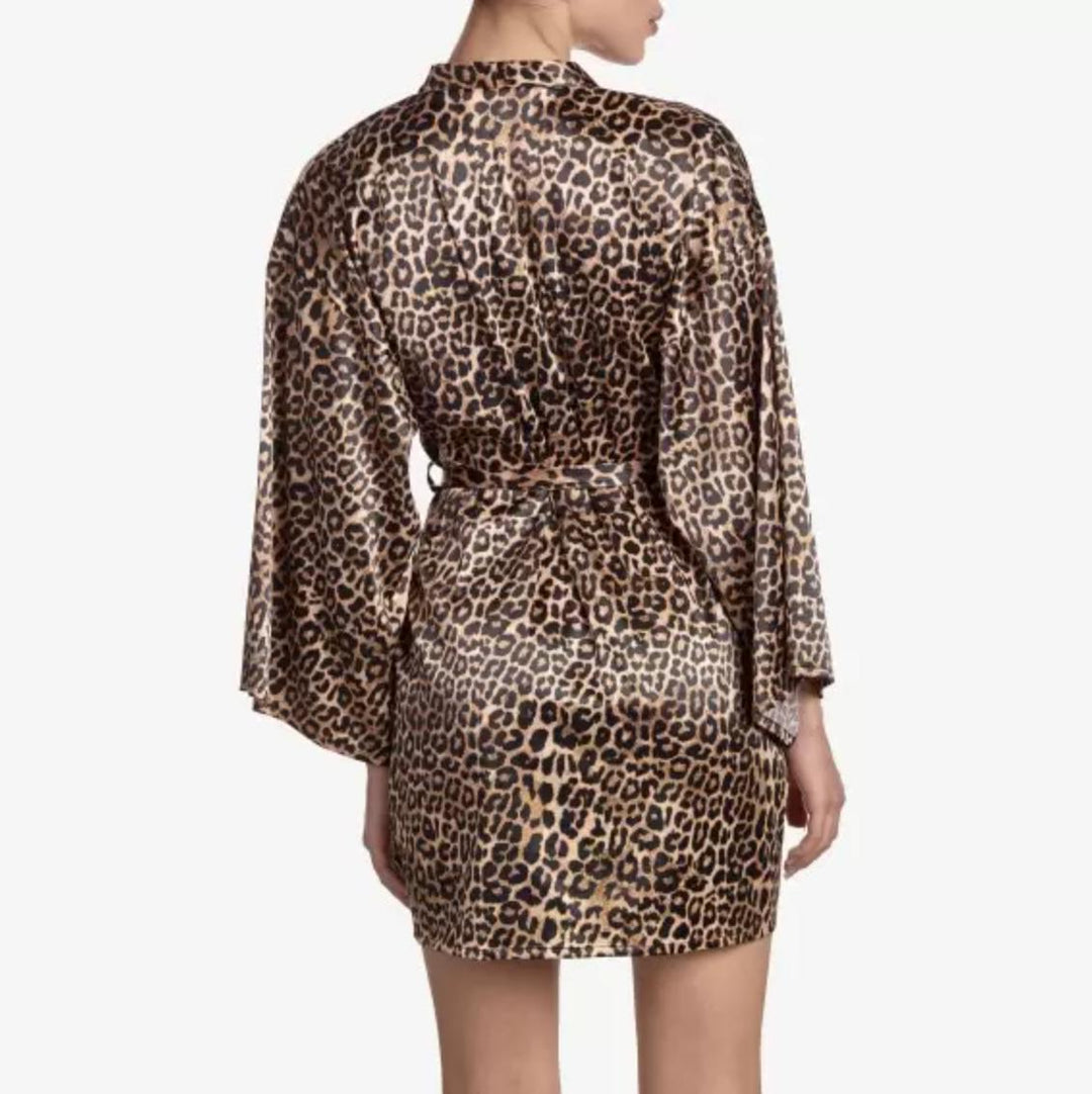 Ajour Mirage Satin Lounge Robe KIM2-Robes-Ajour-Animal Print-XSmall/Small-Anna Bella Fine Lingerie, Reveal Your Most Gorgeous Self!