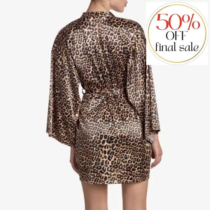 Ajour Mirage Satin Lounge Robe KIM2-Robes-Ajour-Animal Print-XSmall/Small-Anna Bella Fine Lingerie, Reveal Your Most Gorgeous Self!
