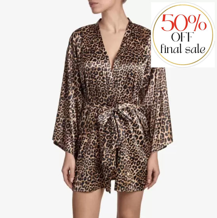 Ajour Mirage Satin Lounge Robe KIM2-Robes-Ajour-Animal Print-XSmall/Small-Anna Bella Fine Lingerie, Reveal Your Most Gorgeous Self!