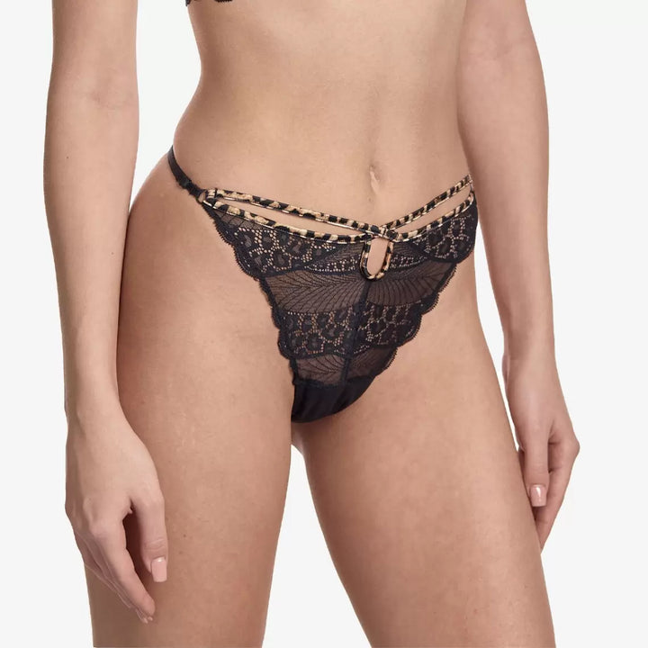 Ajour Mirage Sexy G-String Adjustable Thong C240-Panties-Ajour-Black Animal Print-XSmall-Anna Bella Fine Lingerie, Reveal Your Most Gorgeous Self!