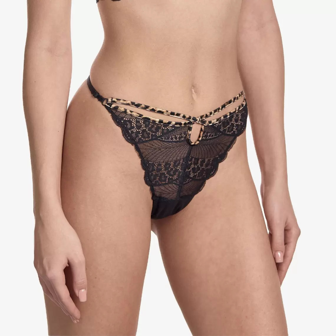 Ajour Mirage Sexy G-String Adjustable Thong C240-Panties-Ajour-Black Animal Print-XSmall-Anna Bella Fine Lingerie, Reveal Your Most Gorgeous Self!