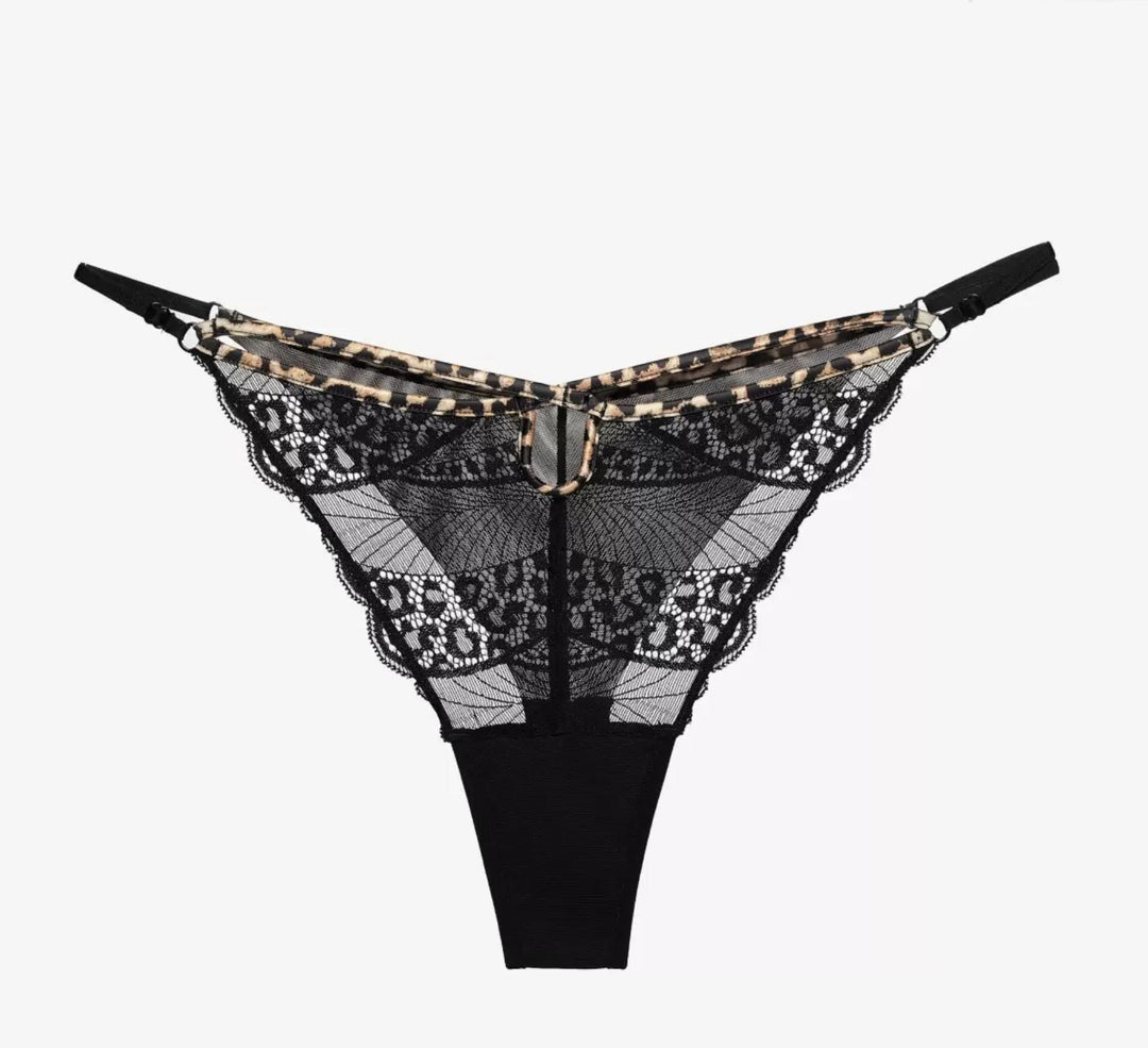 Ajour Mirage Sexy G-String Adjustable Thong C240-Panties-Ajour-Black Animal Print-XSmall-Anna Bella Fine Lingerie, Reveal Your Most Gorgeous Self!