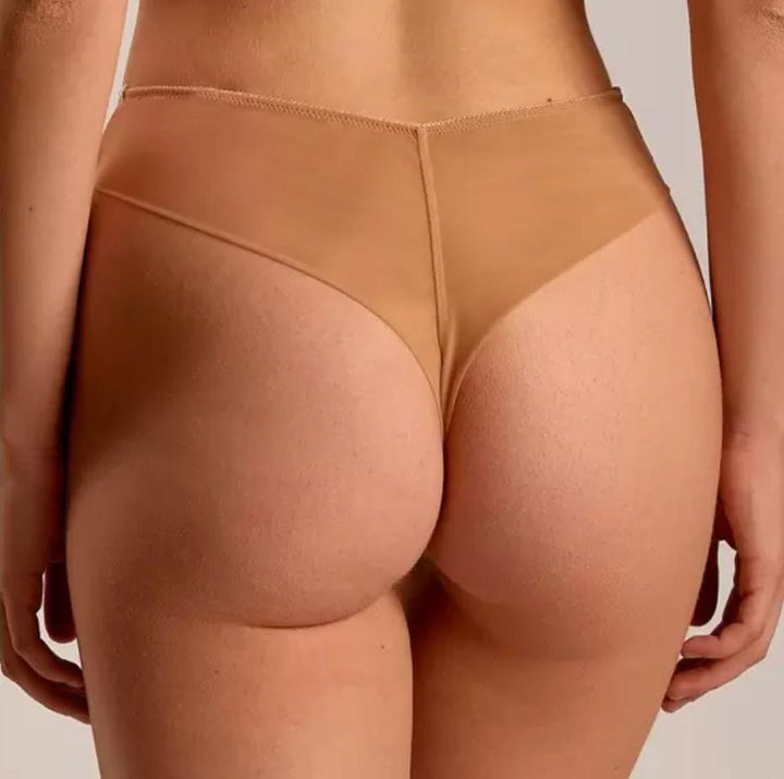 Ajour Passage Lace High Leg Thong C15 BM4 in Beige and White-Panties-Ajour-Beige and White-XSmall-Anna Bella Fine Lingerie, Reveal Your Most Gorgeous Self!